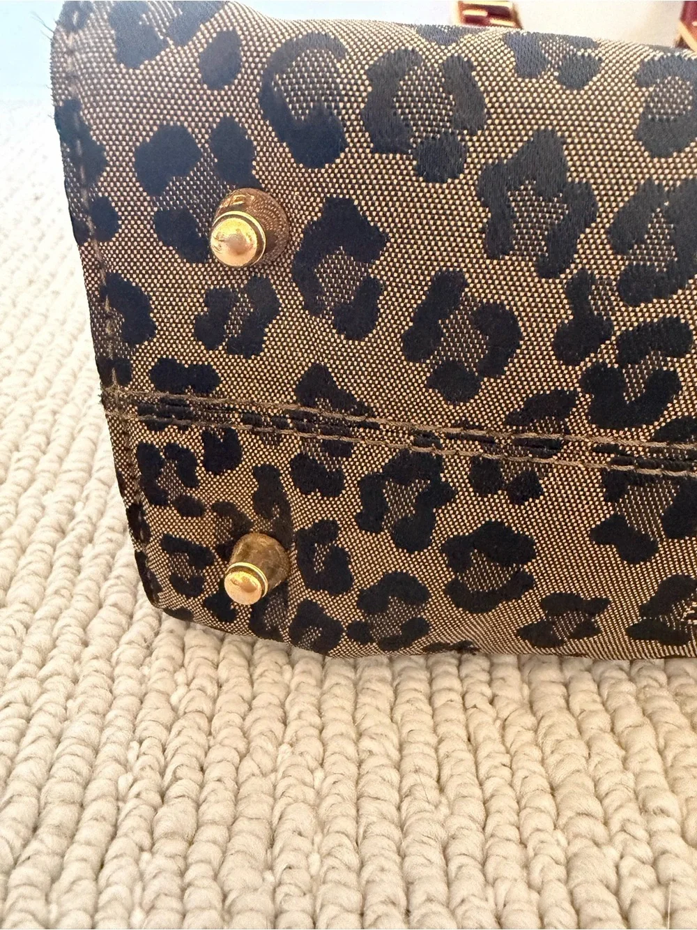 Fendi Leopard Print Tote with Red Leather Handles